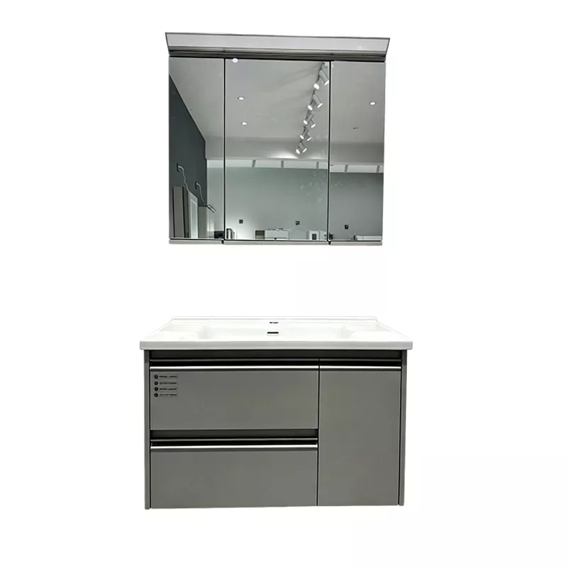 Bàn trang điểm phòng tắm bằng gỗ nguyên khối nhiều lớp có tủ gương
