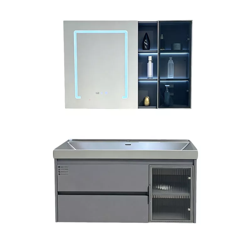Bàn trang điểm phòng tắm bằng gỗ nguyên khối nhiều lớp treo tường